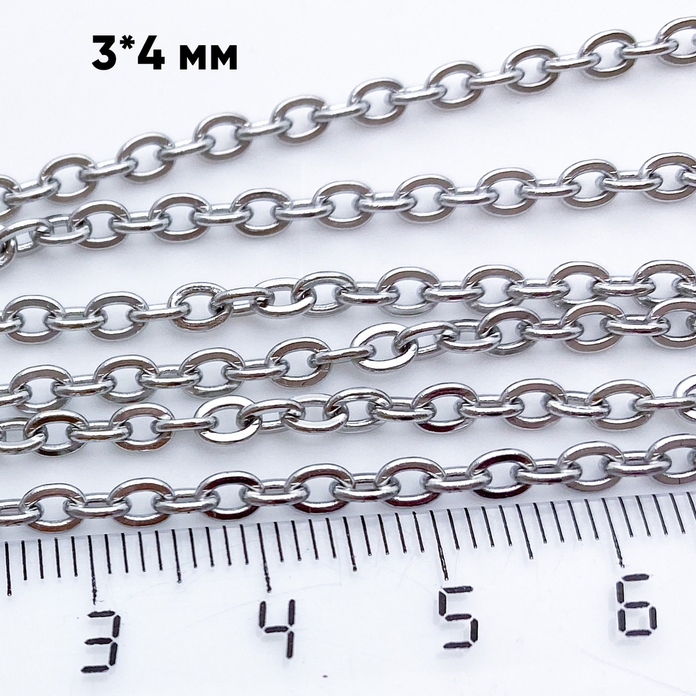 Цепочка, цвет серебро, размер звена 4*3 мм, цена за отрезок 49-51 см