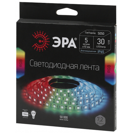 Светодиодная лента ЭРА LS5050 -30LED-IP65-RGB-5m