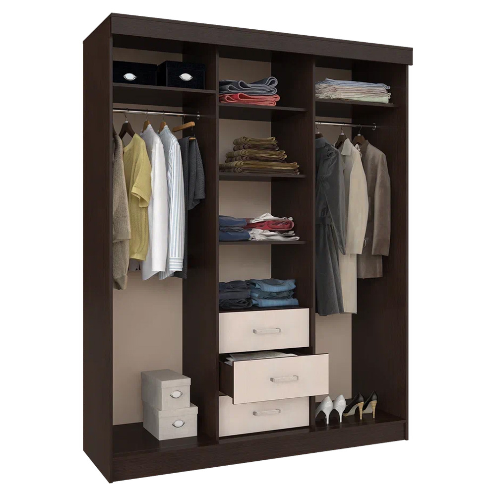 Шкаф-купе комбинированный Маэстро, Венге, Лоредо