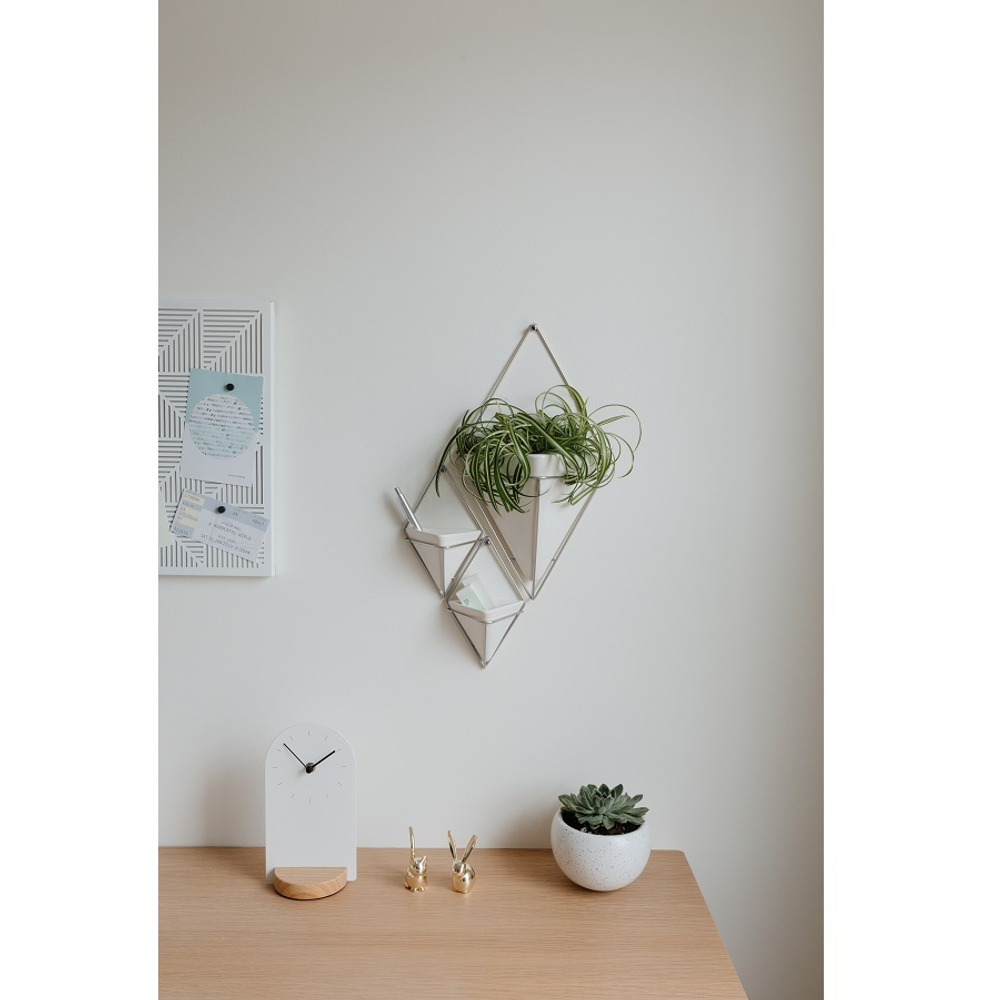 Кашпо для цветов настенное trigg, 22х39 см, белое/никель