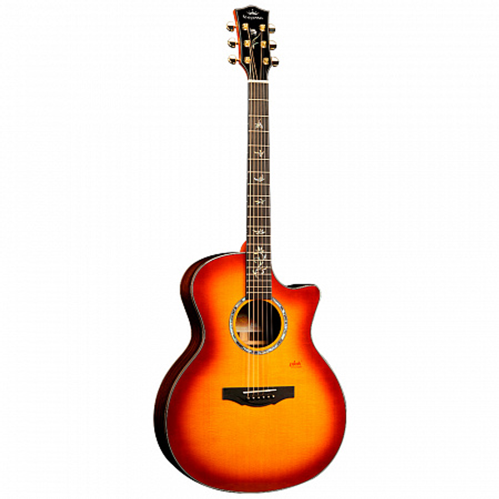 KEPMA G1E-GA Brown Sunburst электроакустическая гитара. Верхняя дека: Массив ситхинской ели. Задняя дека: Палисандр. Звукосниматель: LR Baggs anthem. Комплектация: Кейс.