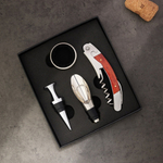 Набор для вина 4 предмета (штопор, кольцо для сбора капель, конусная пробка, воронка)