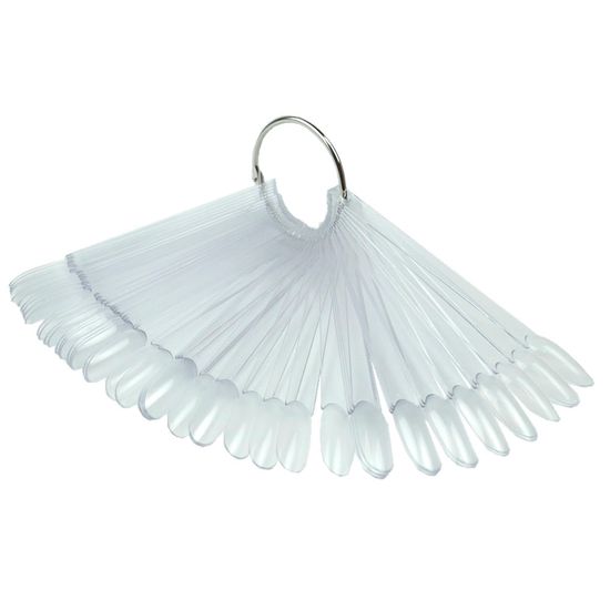 Палетка для лака (веер) прозрачная на кольце, 50 штук. форма миндаль