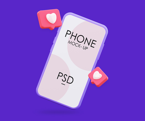 Mockup телефона в иконками социальных сетей.