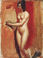 Уильям Этти. Этюд обнаженной (Study of a Female Nude). 60 x 49.5. Холст, масло. Частное собрание.