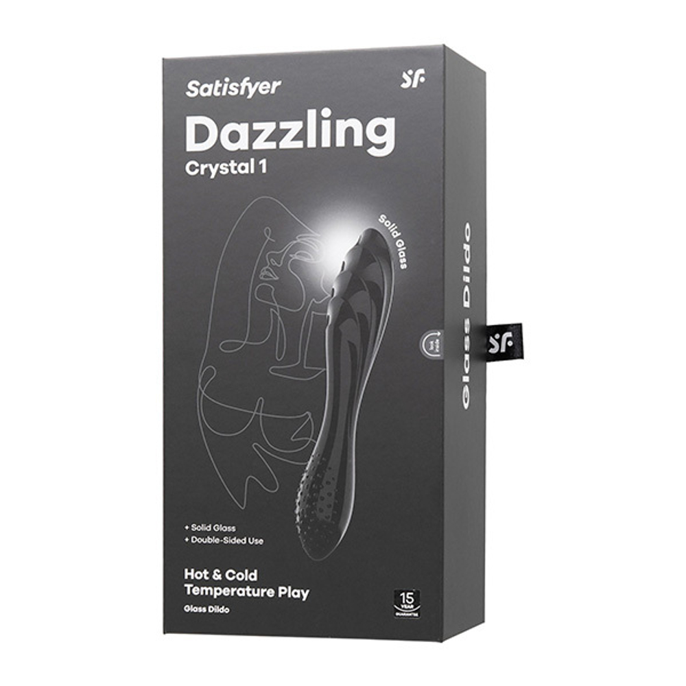 Черный двусторонний стеклянный фаллоимитатор 18,5см Satisfyer Dazzling Crystal 1 4045924