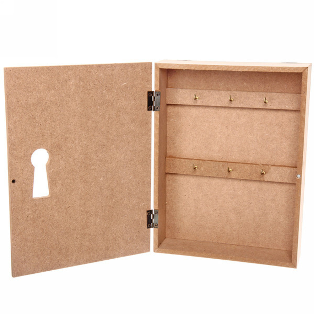 Ключница 24*18*5см «Keys» с розовым сердечком, 6 крючков, деревянная