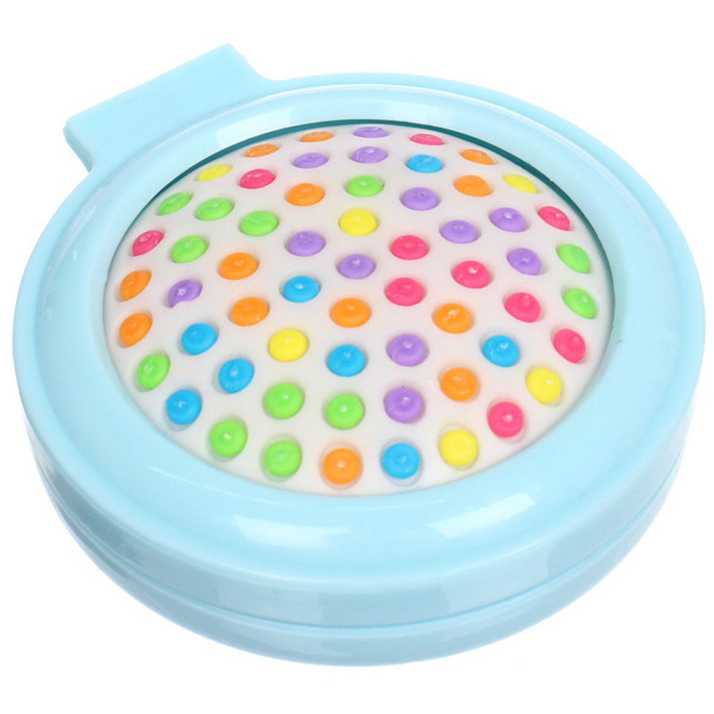 Расческа массажная детская складная «Barbariska», с зеркалом, бабочка, разноцветные зубчики, цвет голубой, d-7см