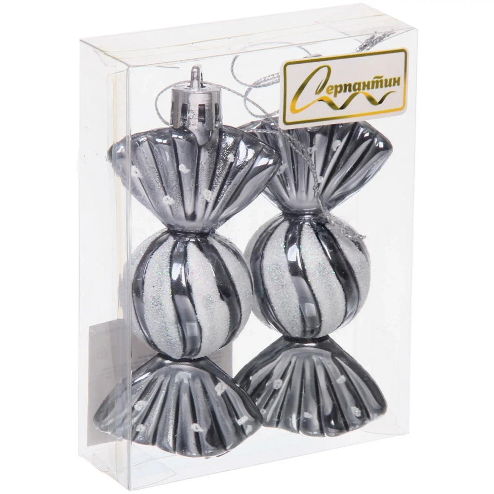 Ёлочные игрушки «Таинственное очарование» Конфетки 8 см (набор 2шт), графит