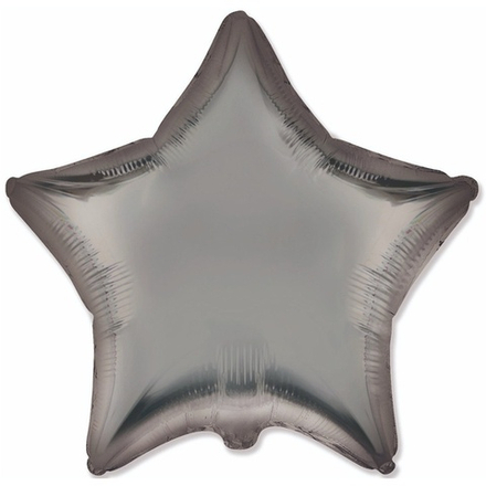 Шар (18""/46 см) Звезда, Стальной серый, Сатин, 1 шт. Е55