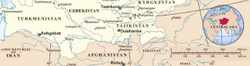 Central Asia большая настенная карта на англ. языке 150 х 200 см 2024 год