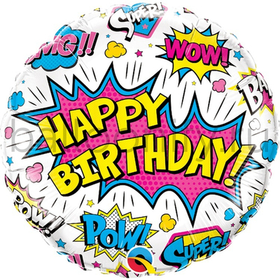 Фольгированная фигура, круг, HB Граффити на белом,18"/46СМ