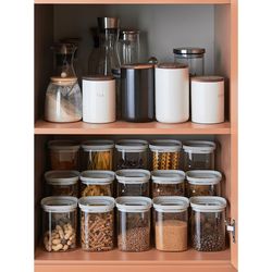 Банка для хранения квадратная Vacuum Glass, 1 л, светло-серая