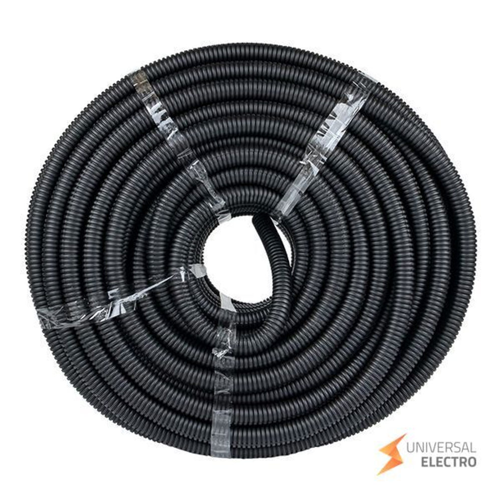 Труба гофр, ПНД тяжелая с протяжкой d32 мм (50 м) черная EKF-Plast