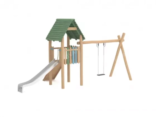 Игровой дом с качелями и горкой