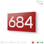 Номер на дверь 684, табличка на дверь для офиса, квартиры, кабинета, аудитории, склада, красная 120х70 мм, Айдентика Технолоджи