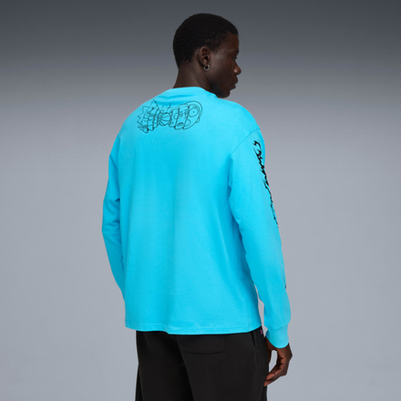 PUMA X RICK AND MORTY БАСКЕТБОЛЬНАЯ ФУТБОЛКАС ДЛИННЫМ РУКАВОМ, БИРЮЗОВЫЙ