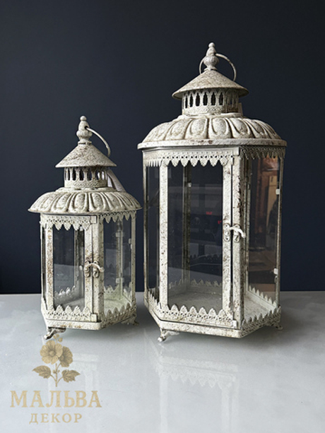 Набор из 2-х подсвечников "Антик грей" 18,5x17xH38,5 см/ 25,5x23xH51 см