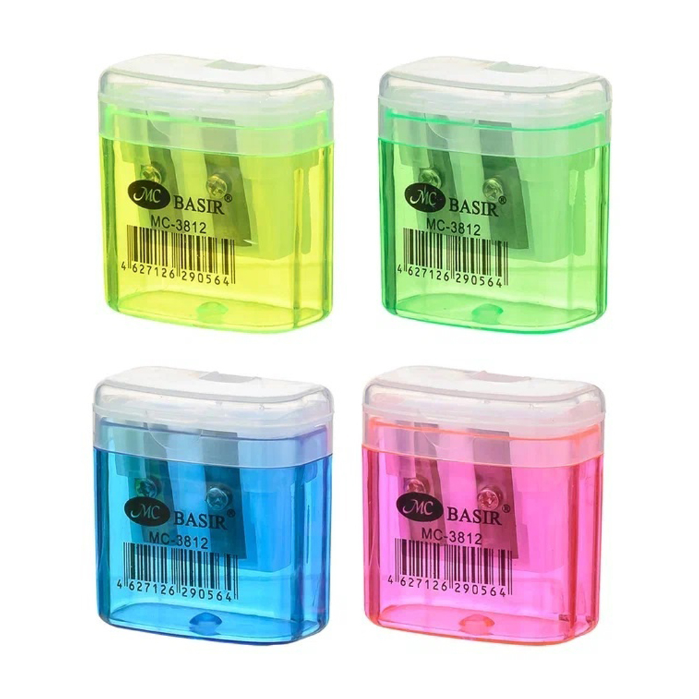 Точилка Basir, двойная, с контейнером, серия "Примоугольник", 4*3.5 см