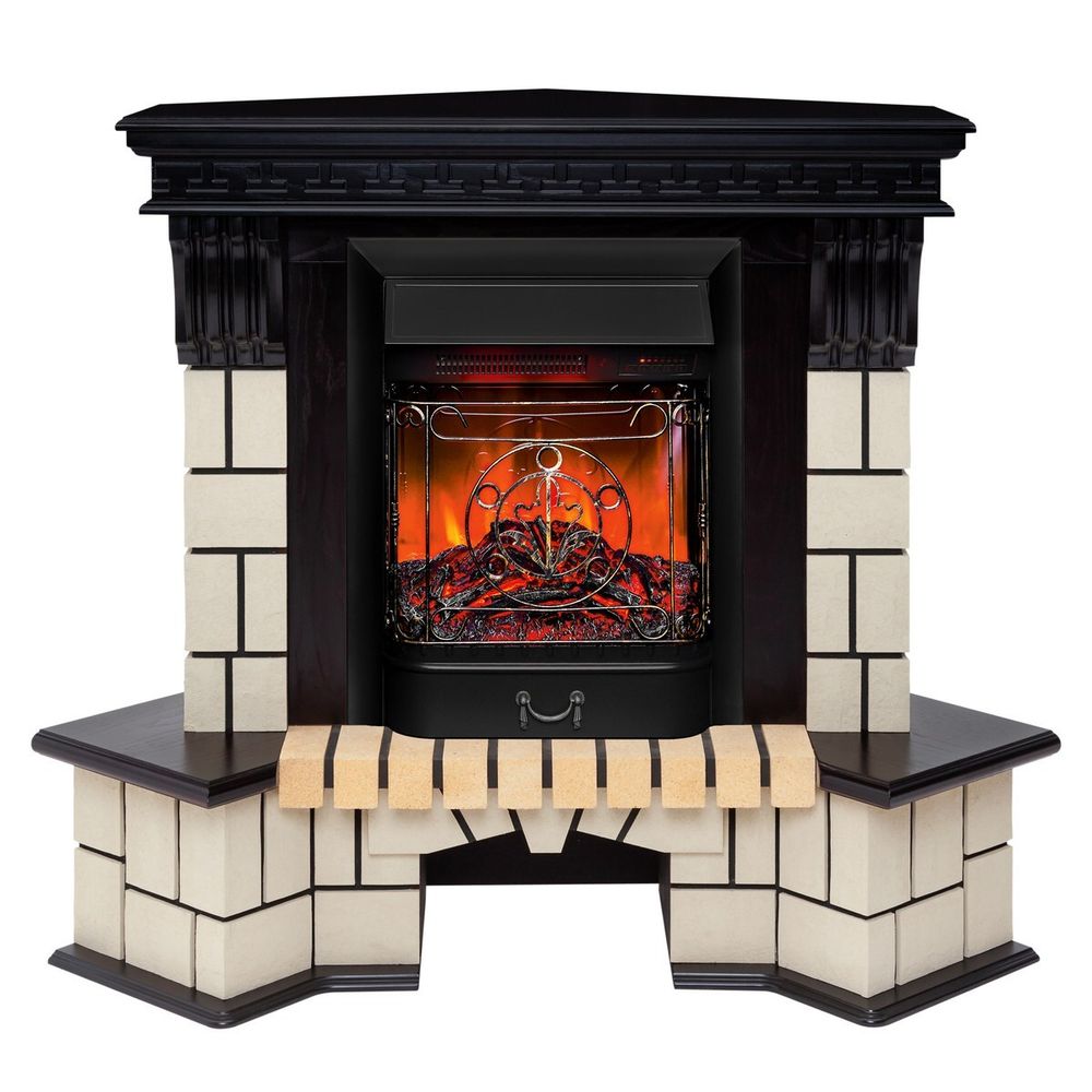Электрокамин RealFlame Stone Corner STD AO античный дуб с очагом Majestic Lux Black RC