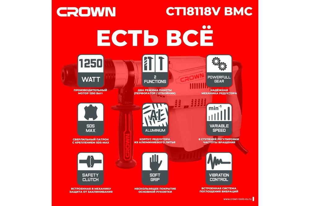Перфоратор CROWN CT18118V BMC