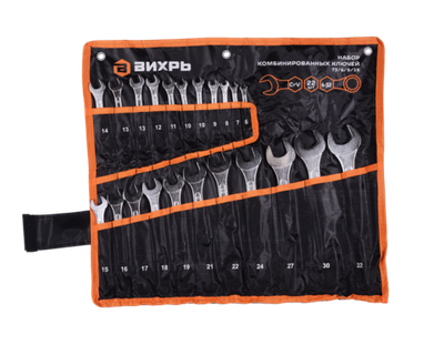 Набор комбинированных ключей 22 шт. 6 - 32, в чехле Вихрь