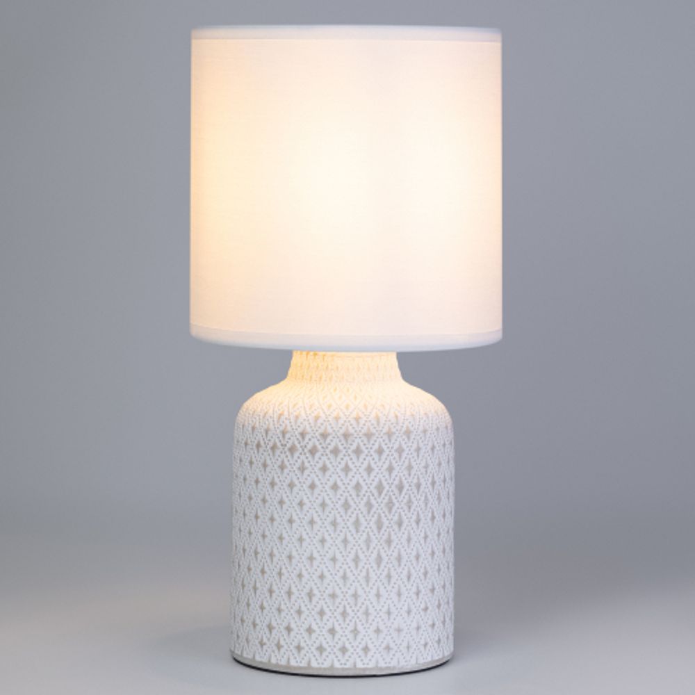 Настольная лампа Rivoli Sabrina 7043-502 1 * Е14 40 Вт керамика белая с абажуром