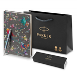 Подарочный набор: Ручка роллер Parker IM Premium T318 Blue Grey CT F черные чернила и Ежедневник недатированный, серый