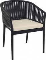 Кресло пластиковое с подушкой Siesta Contract Portofino, черный, бежевый