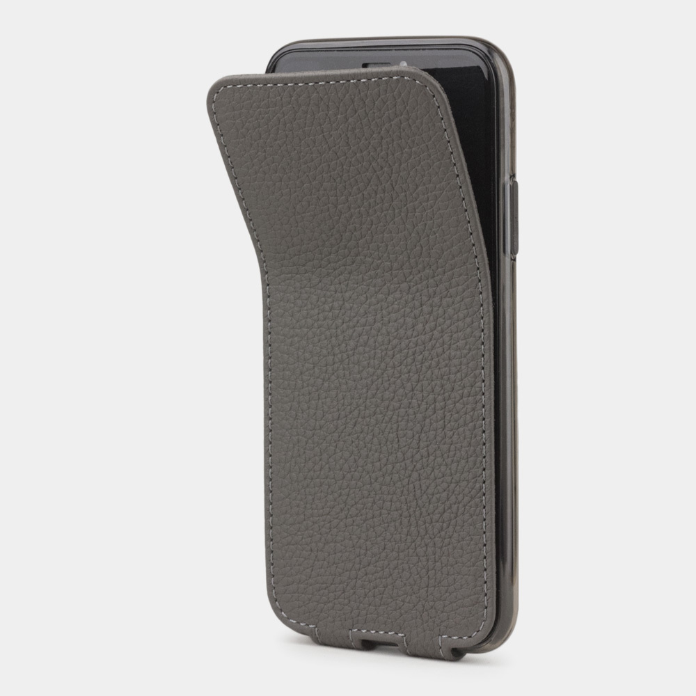 Чехол кожаный для iPhone X/XS серого цвета