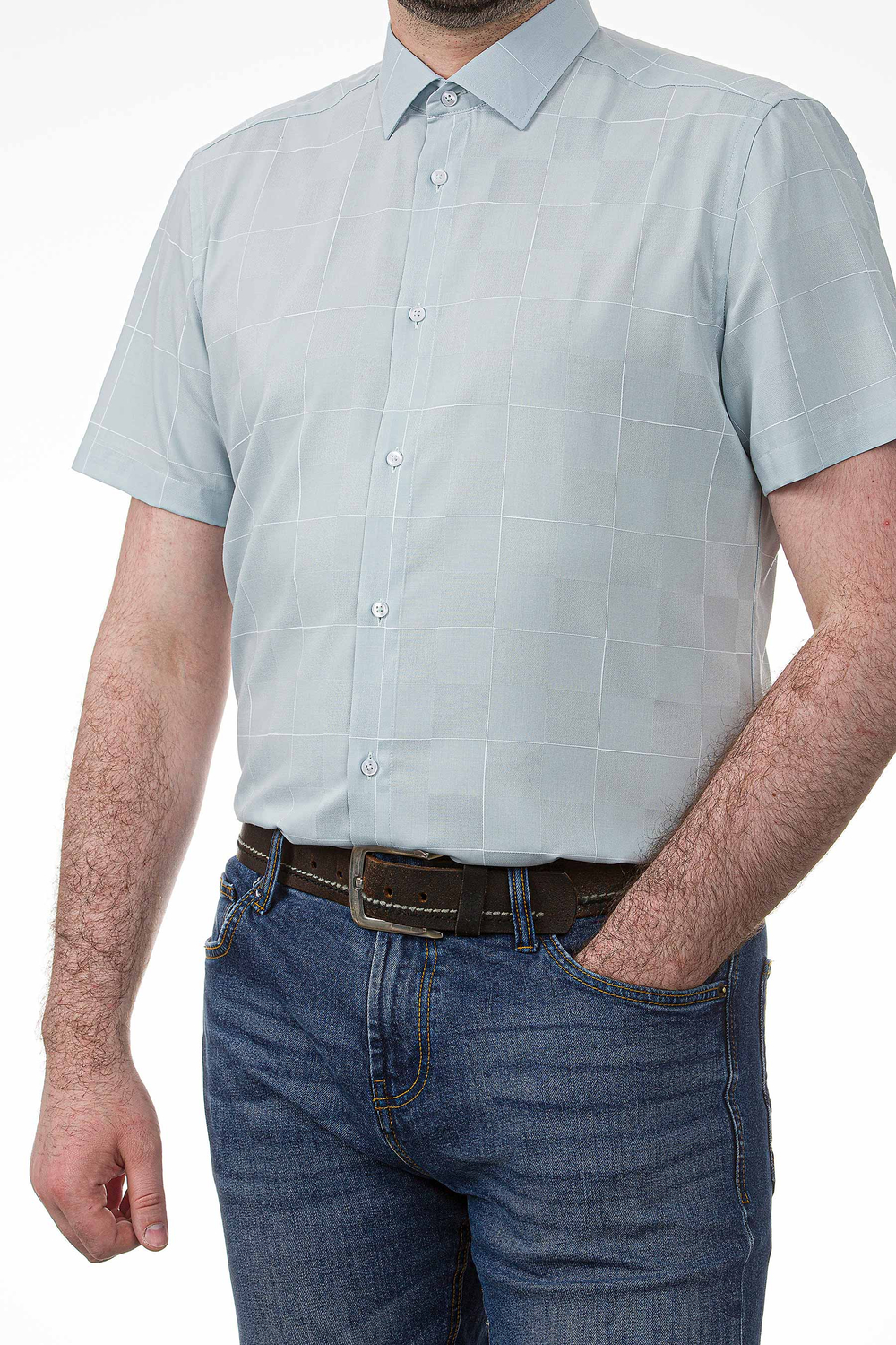Сорочка мужская VESTER короткий рукав, приталенный и прямой силуэт 72915 18