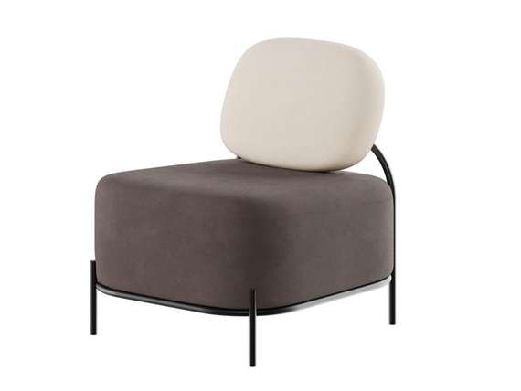 Джайв Диван одноместный JVE-1 Velvet lux 58/Velvet lux 100/Металл Черный 670*720*770