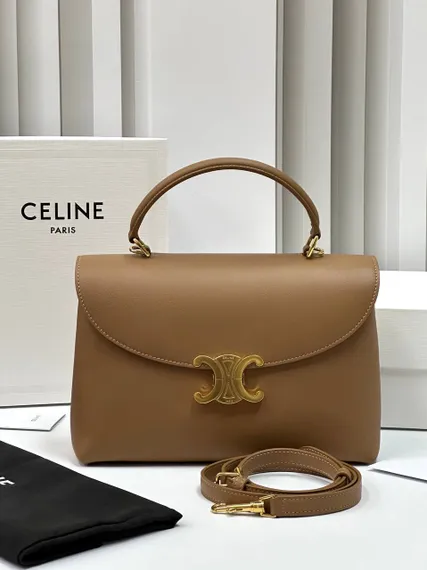 Сумки CELINE MEDIUM NINO из блестящей телячьей кожи коричневый
