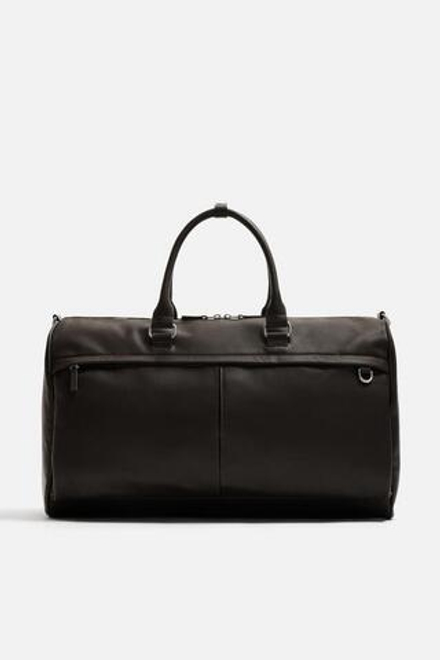 ZARA ДОРОЖНАЯ СУМКА ИЗ РЕЛЬЕФНОЙ ТКАНИ, КОРИЧНЕВЫЙ