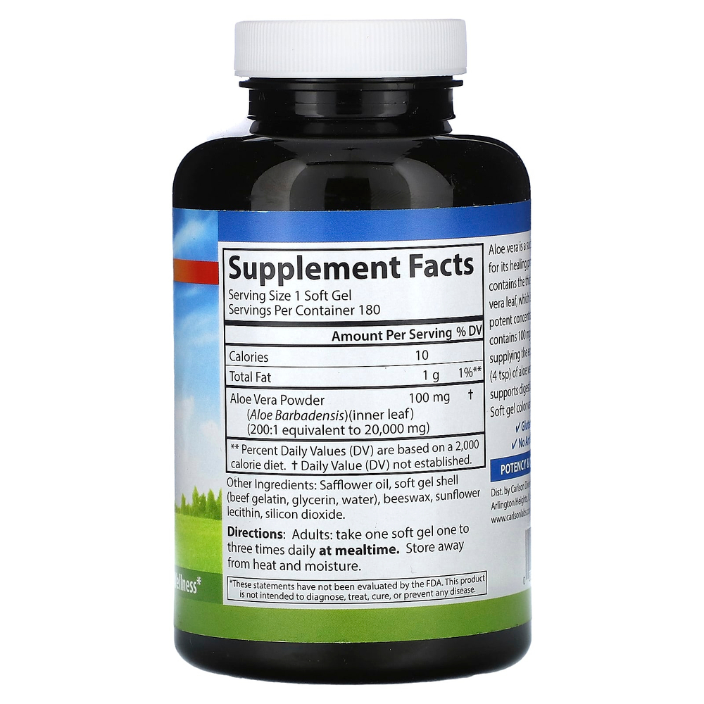 Carlson, Golden Aloe, 100 мг, 180 мягких таблеток