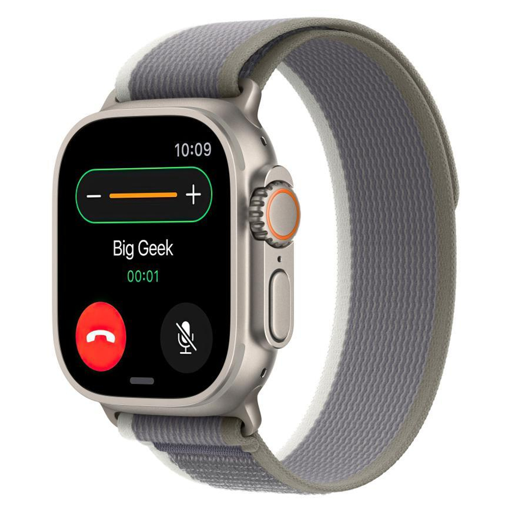 Браслет Apple Trail Loop, «зелёный/серый» со светлой пряжкой, для Apple Watch 44, 45, 46 мм, Ultra и Ultra 2 (дизайн 2023), S/M
