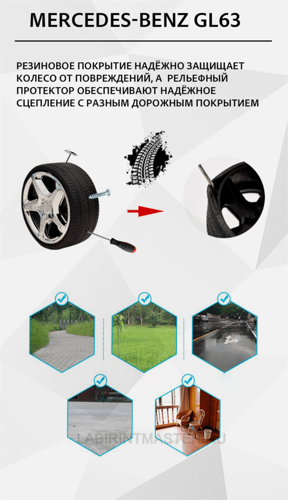 Детский толокар/каталка "MERCEDES-BENZ GL63",белый