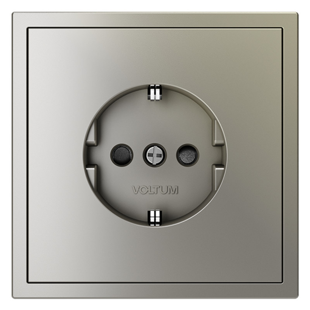 Розетка встраиваемая VOLTUM S70 с заземлением и защитными шторками, 16А, (шелк)