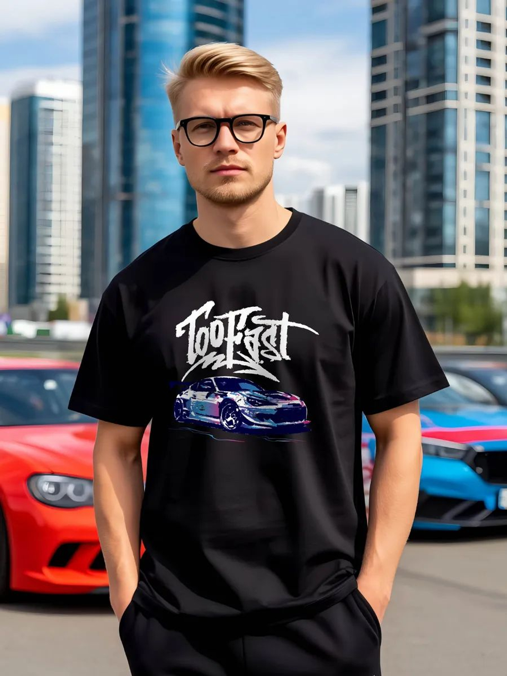 Футболка мужская y2k с принтом машиной