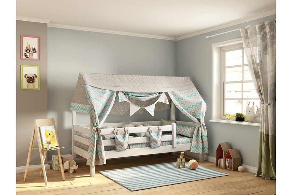 Соня кровать с надстройкой Белый полупрозрачный