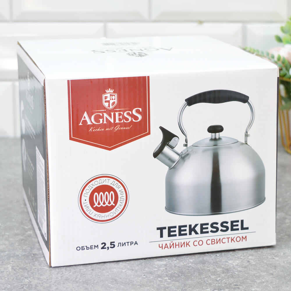 Чайник 2,5л со свистком нерж, индукция, 937-904