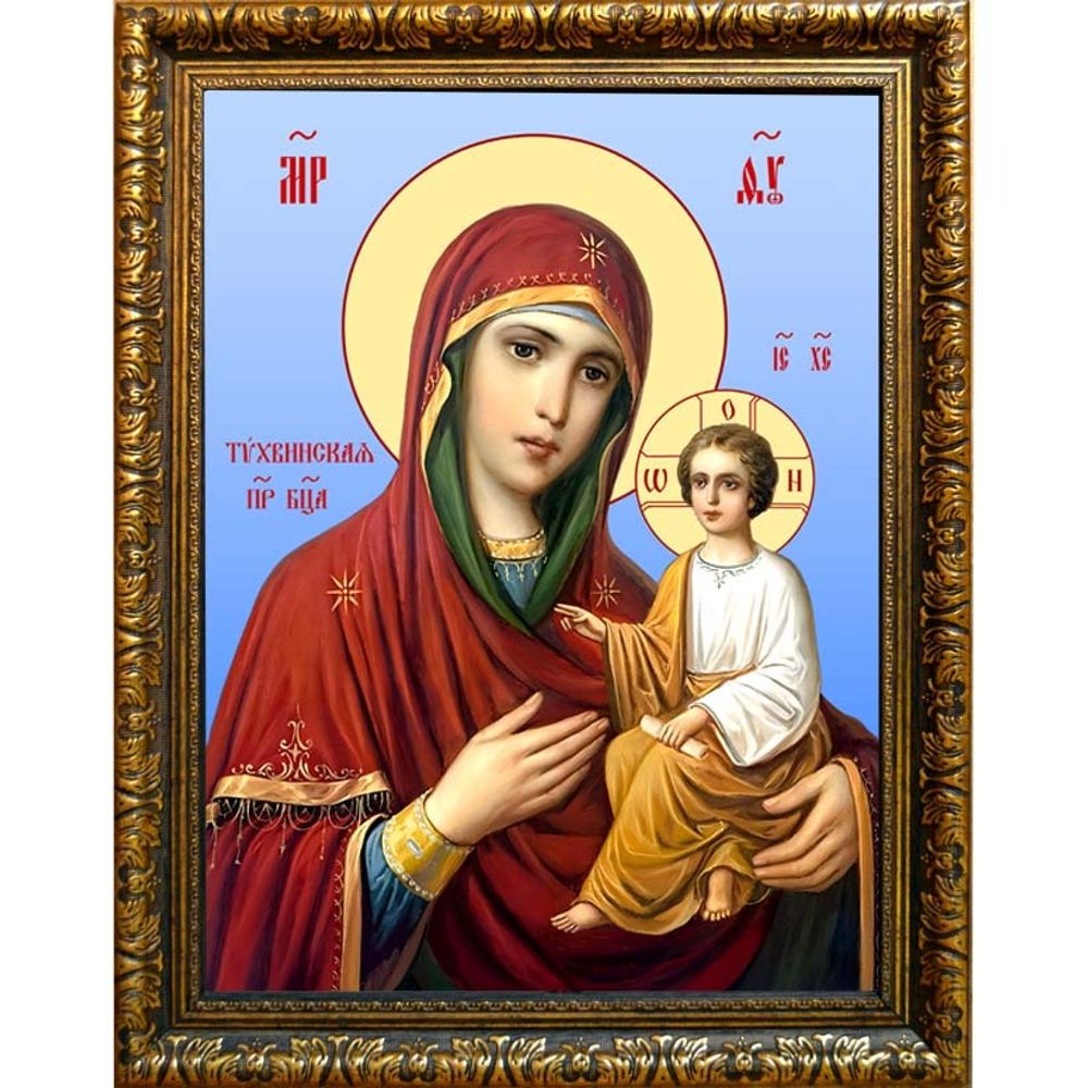 Тихвинская Божья Матерь. Икона на холсте.