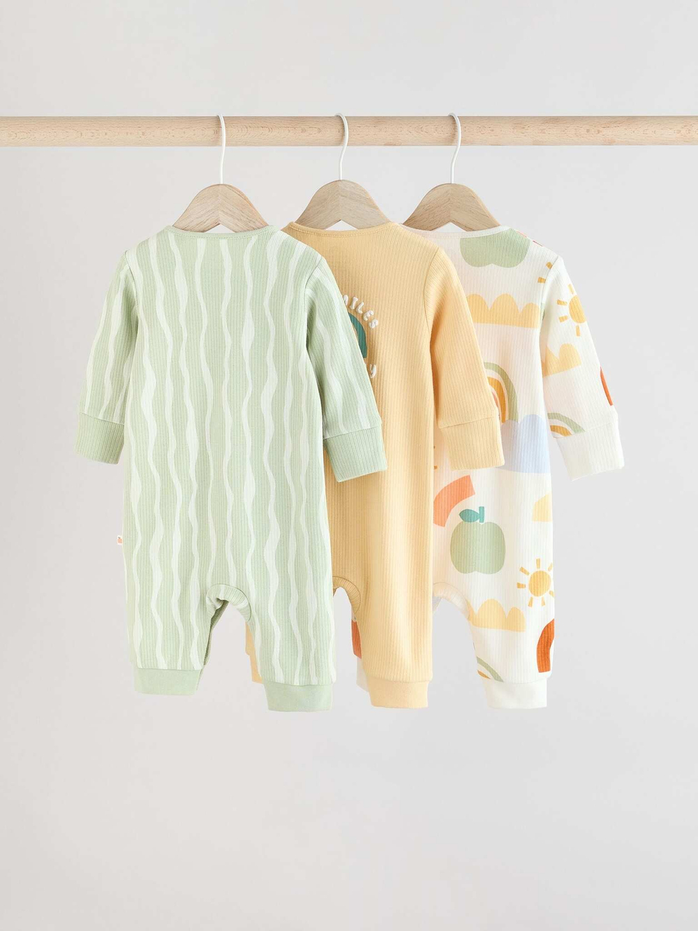 Комбинезон / Cлип для малышей Next E19-696, 3 шт., Светло-зеленый, Светло-желтый, Молочный