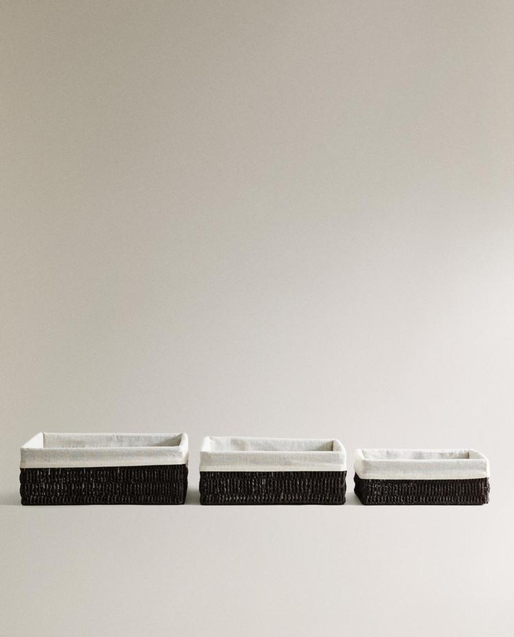 ZARA HOME ПРЯМОУГОЛЬНАЯ КОРЗИНА С ТКАНЕВОЙ ВНУТРЕННЕЙ ОБИВКОЙ, КОРИЧНЕВЫЙ