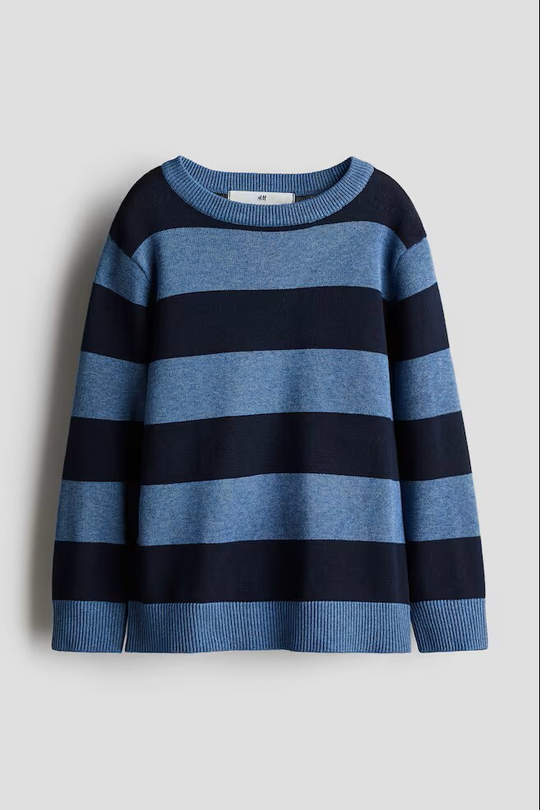 H&M Хлопковый свитер, темно-синий