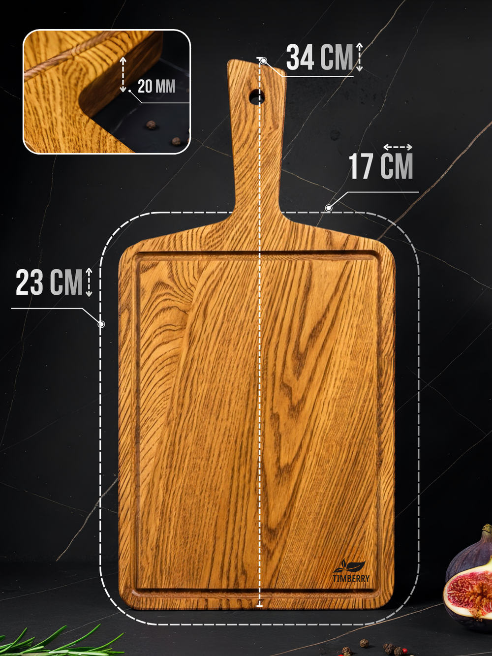 Разделочная доска 34х17 см с ручкой