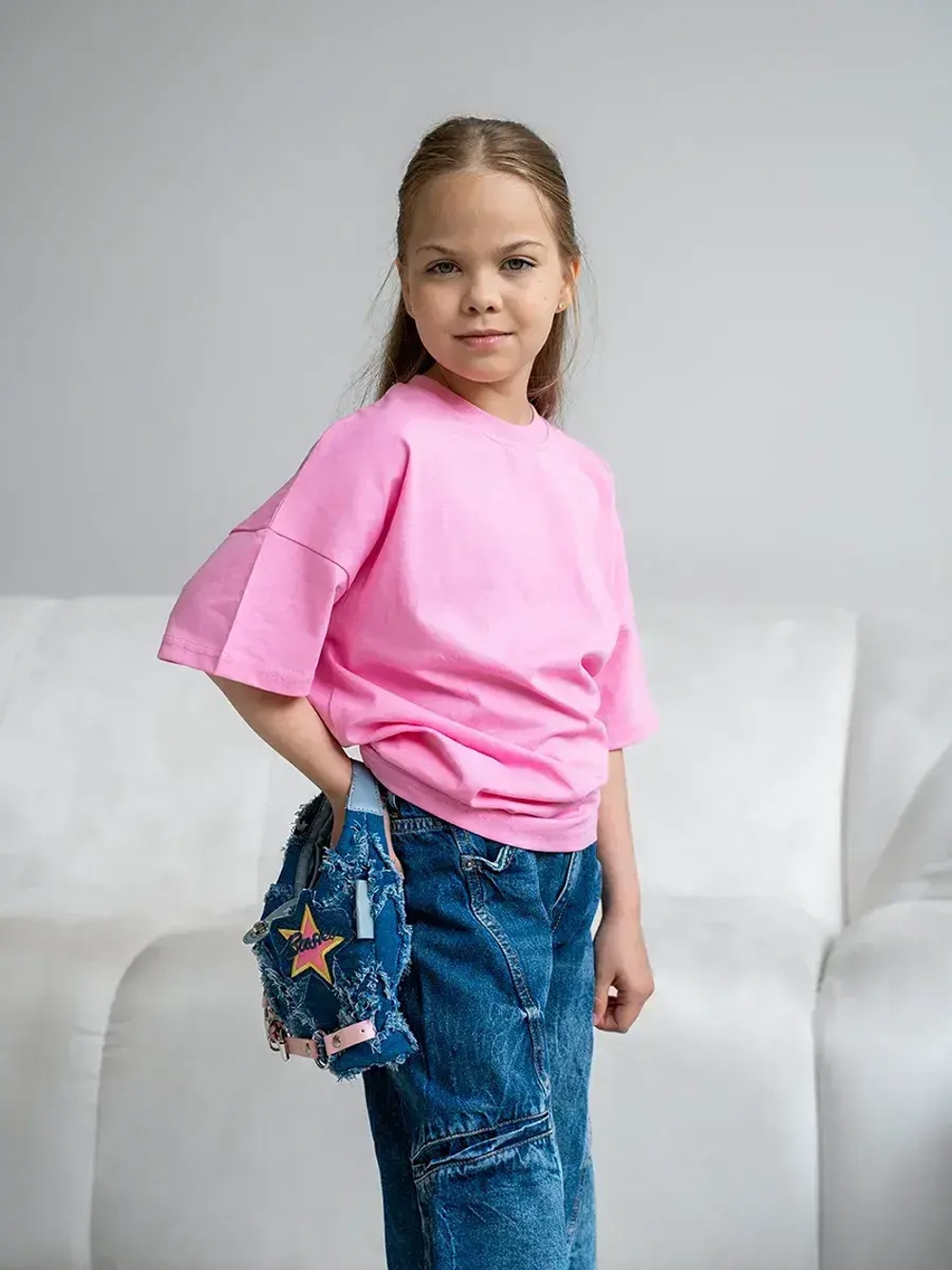 Футболка для девочки оверсайз розовая