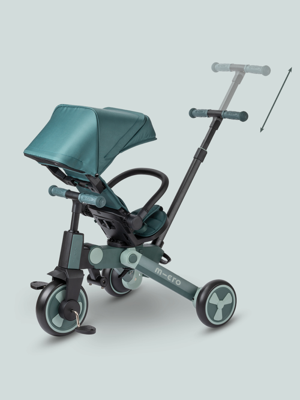 Трехколесный велосипед Micro с родительской ручкой, синий