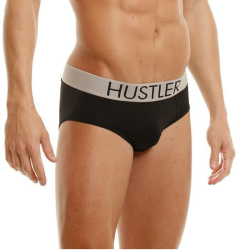 Мужские трусы брифы черные на широкой резинке из микрофибры Hustler