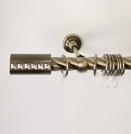 Карниз кованый витой Гламур d25 мм однорядный, цвет антик